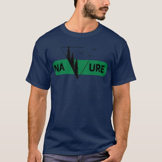 Camiseta Árvores e aves de safra natural (Frente)