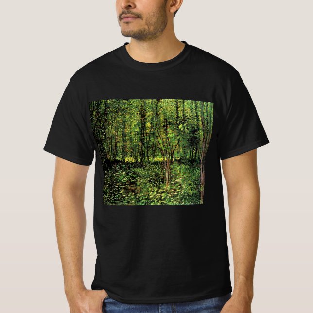 Camiseta Árvores e Sub-bosque por Vincent van Gogh (Frente)