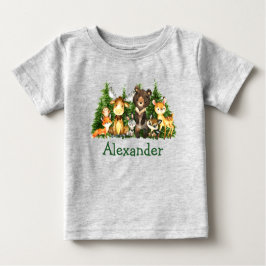 Camiseta Árvores Florestais De Animais Da Floresta De Aquar