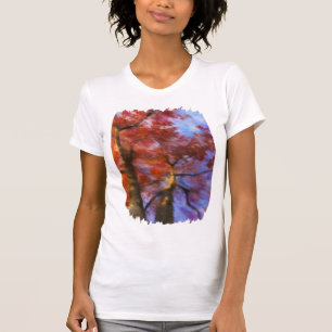 Camiseta Árvores Gêmeas Atrasadas No Outono Vermelho Deix