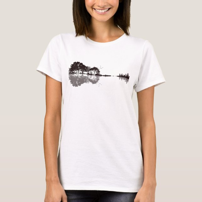 Camiseta Árvores-guitarra-de-camisa-aves (Frente)