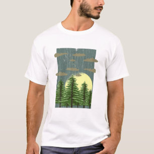 Camiseta Árvores-lua ao ar livre da Floresta Selvagem de Lu