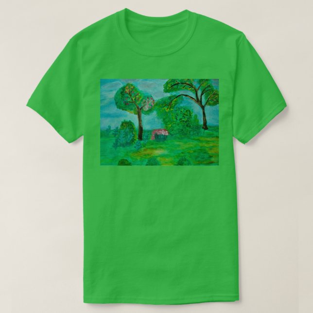 Camiseta Árvores paisagem verde (Frente do Design)
