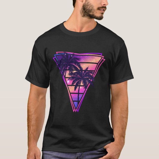 Camiseta Árvores Palmeiras do Triângulo Vaporwave Synthwave (Frente)