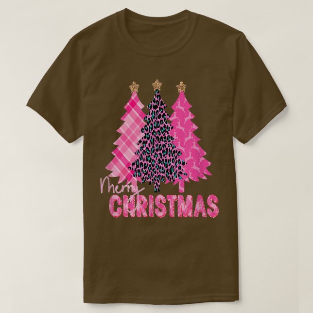 Camiseta Árvores Rosa Feliz de Natal (Frente do Design)