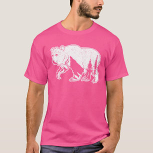 Camiseta Árvores Selvagens Montanhosas Ursos Naturais Anima
