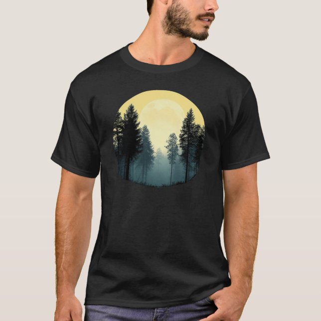 Camiseta Árvores Silhouette da Floresta Natural (Frente)