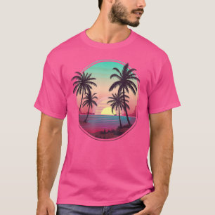 Camiseta Árvores Tropicais de Sunset Árvore Palm de Férias 