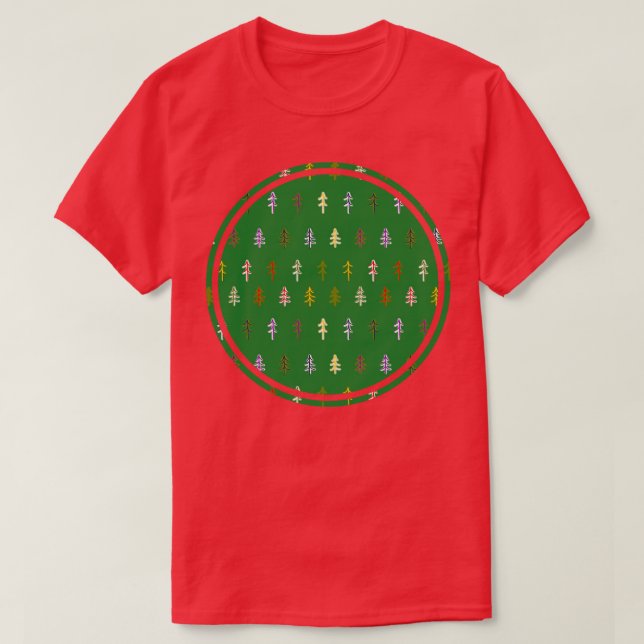 Camiseta Árvores Verdes Círculo Natural Gráfico (Frente do Design)