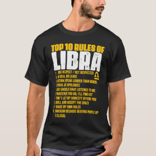 Camiseta As 10 regras mais importantes do Horóscopo de Libr
