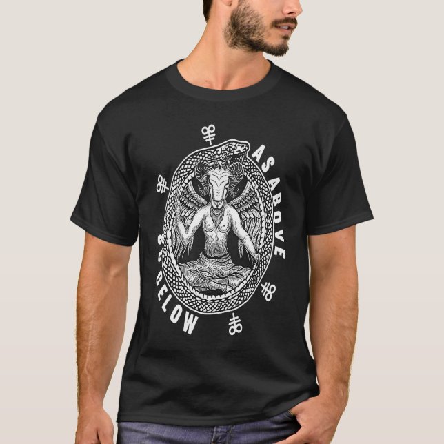 Camiseta As Above So Below  Satan Baphomet Leviathan Cross  (Frente)