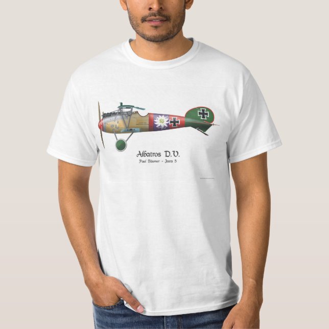 Camiseta Ás alemão do avião de combate de Albatros D.V. ww1 (Frente)