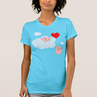 Camiseta As Asas do Amor (Porcos de Cartoon) Mulheres T-Shi