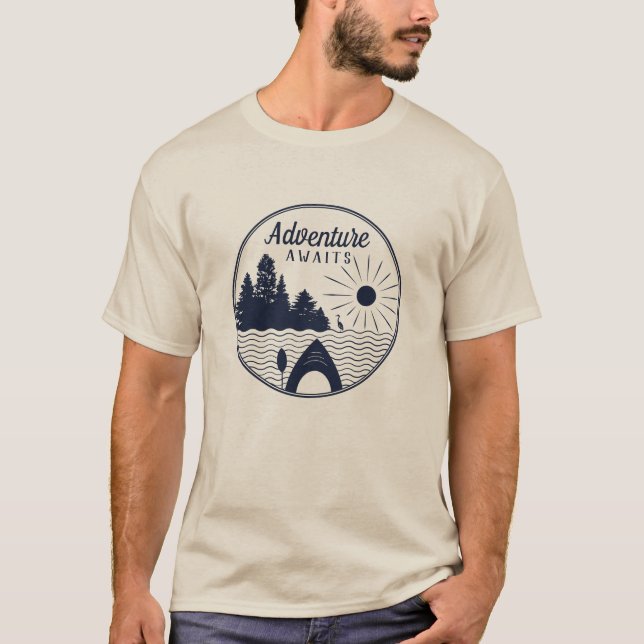 Camiseta As aventuras Kayaking esperam com ilustração do (Frente)