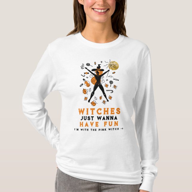 Camiseta As Bruxas Só Querem Divertir-Se Com O Feiticeiro. (Frente)