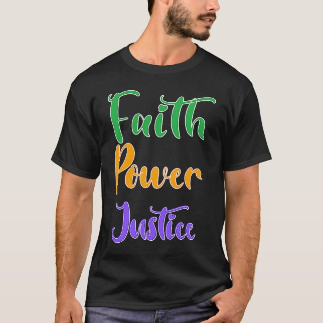 Camiseta As Cores representam Fé Poder Justiça Meu Mardi  (Frente)
