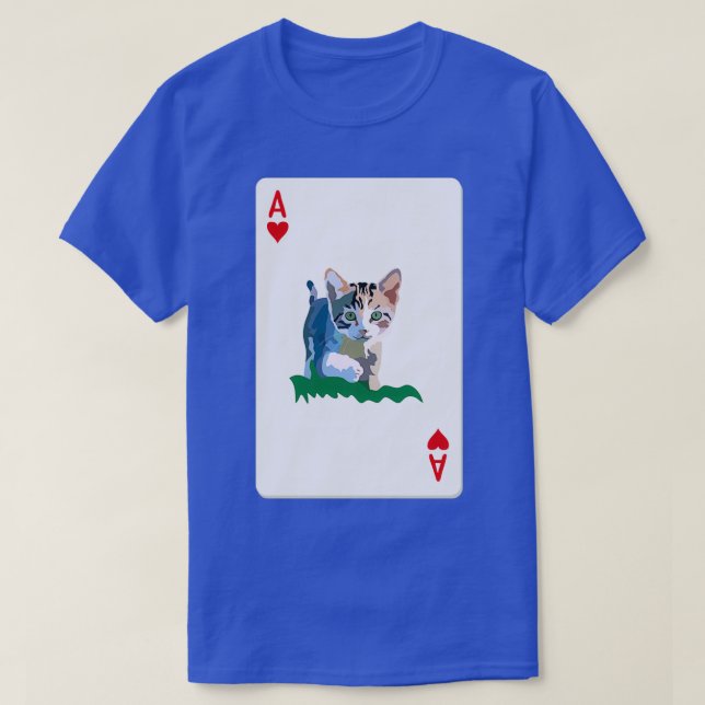 Camiseta Ás de copas carta de baralho com gato (Frente do Design)