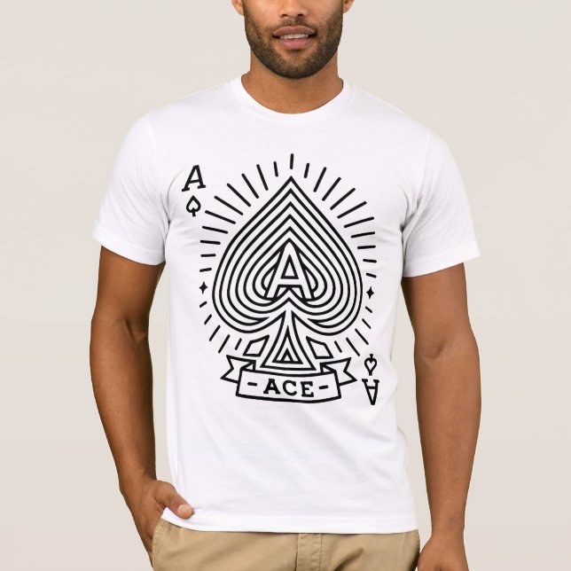 Camiseta Ás de Espadas - Emblema Monoline Sunburst (Frente)