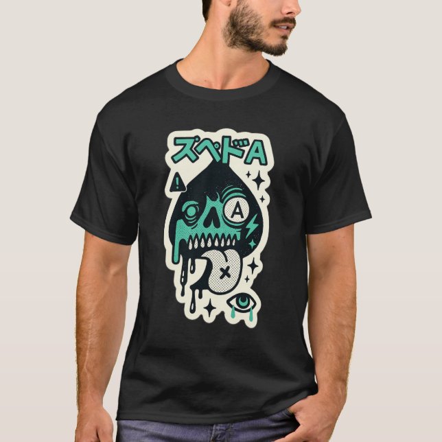 Camiseta Ás de Espadas — Katakana com cabeça de gargalo (Frente)