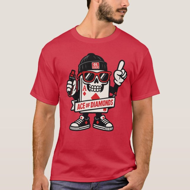 Camiseta Ás de mascote de rua de ouros — High-Roller Editio (Frente)