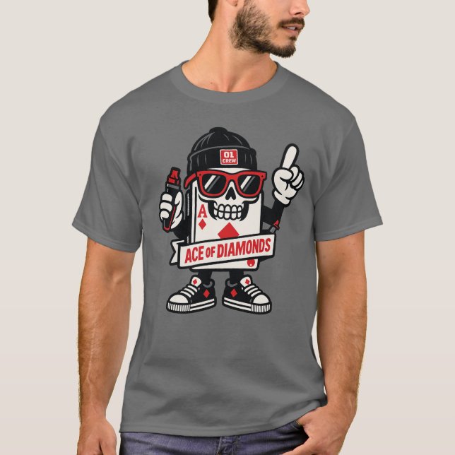 Camiseta Ás de mascote de rua de ouros — High-Roller Editio (Frente)
