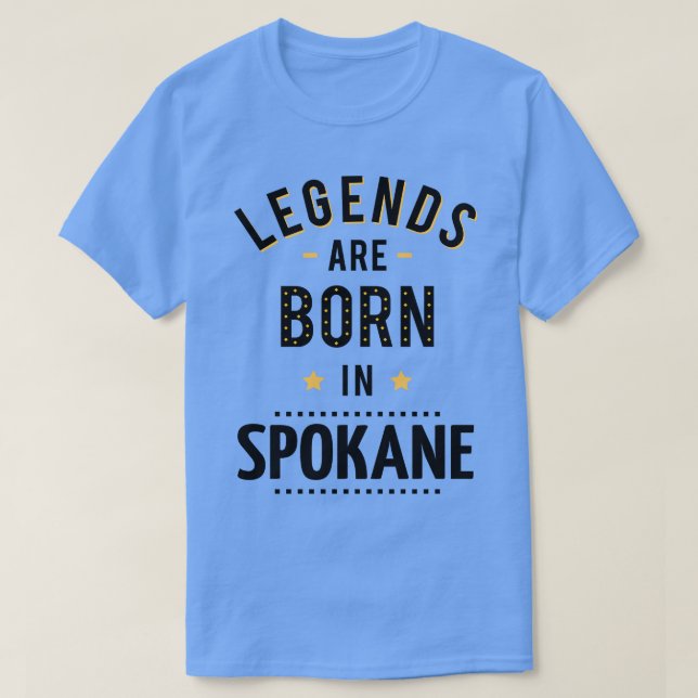 Camiseta As Legendas São Nasceres Em Spokane (Frente do Design)