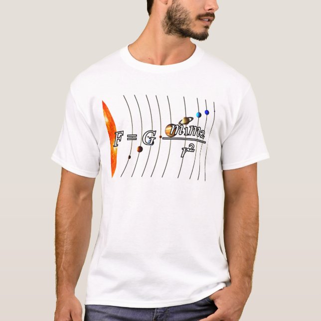 Camiseta As Leis da Gravitação Universal de Newton. (Frente)