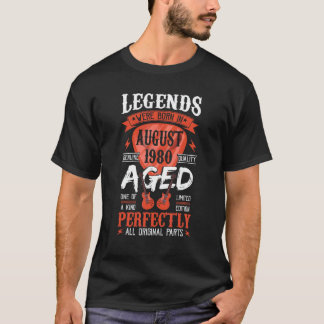 Camiseta As Lendas Foram Nasceres Em Agosto De 1980 Guitarr