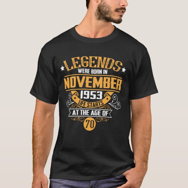 Camiseta As lendas foram nasceres em novembro de 1953 (Frente)