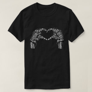 Camiseta As mãos do robô fazem a forma do coração