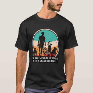 Camiseta As Melhores Jornadas Começam Com uma Coleira na Mã