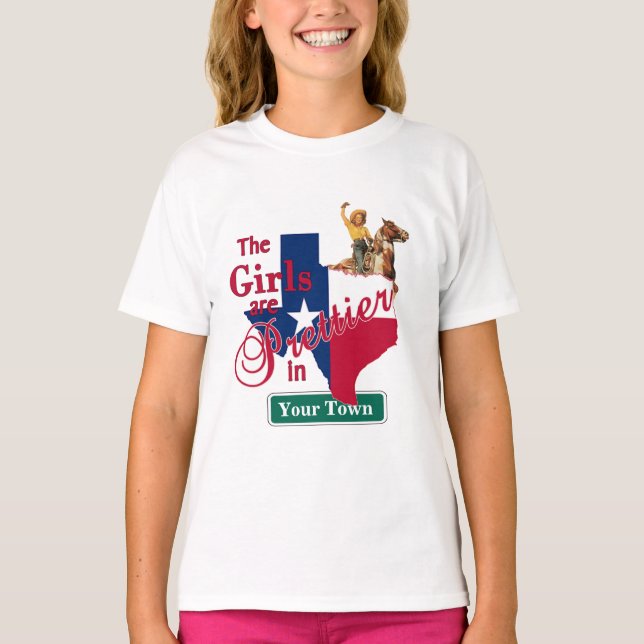 Camiseta As Meninas Cowgirl PERSONALIZADAS Do Texas Flag Sã (Frente)