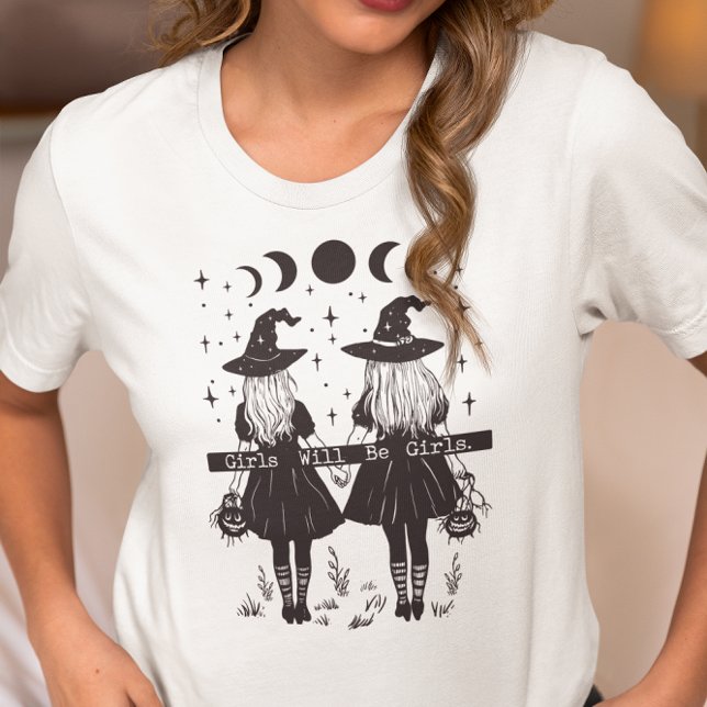 Camiseta As meninas serão Bruxas Vintage Witchy  (Criador carregado)