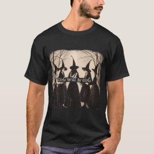 Camiseta As Meninas Serão Meninas Halloween Bruxa para Mulh