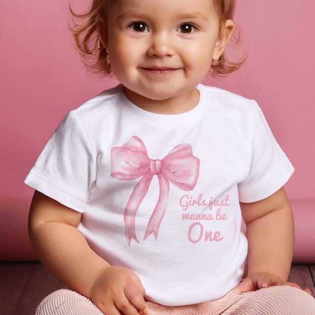 Camiseta As Meninas Só Vão Ficar Com Um Arco Rosa Coquette  (Criador carregado)