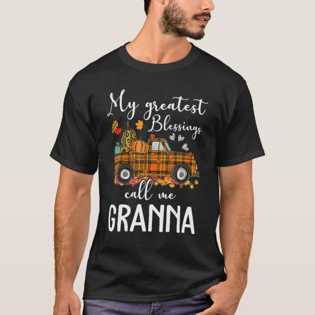Camiseta As Minhas Maiores Bênçãos Chamam-Me Granna Autumn (Frente)