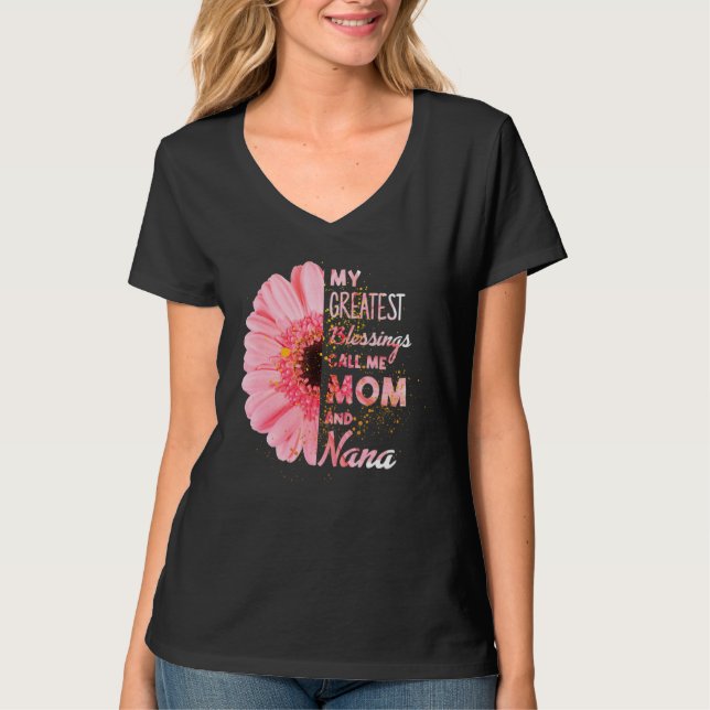 Camiseta As Minhas Maiores Bênçãos Chamam-Me Mãe E Nana Hap (Frente)