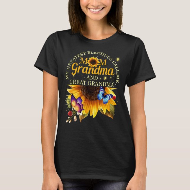 Camiseta As Minhas Maiores Bênçãos Chamam-Me Mãe Vovó e Exc (Frente)