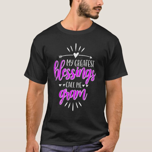 Camiseta As Minhas Maiores Bênçãos Chamam-Me "Memaw Gram" (Frente)