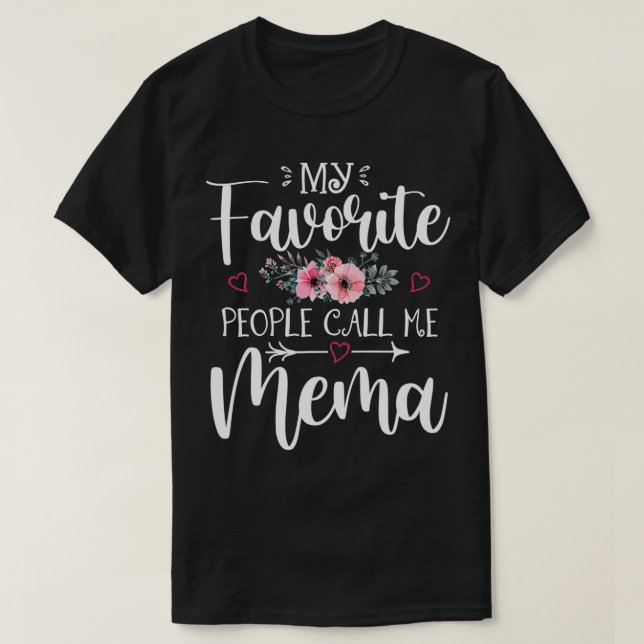 Camiseta As minhas Pessoas favoritas chamam-me Mema Floral  (Frente do Design)