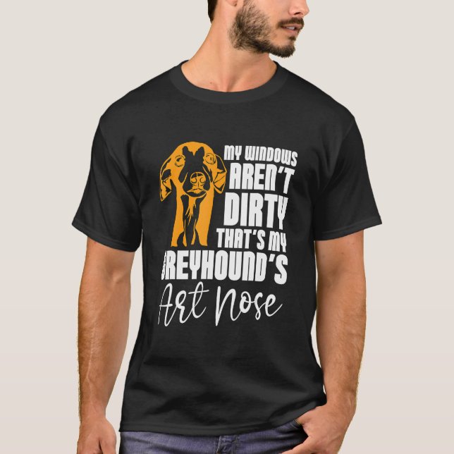 Camiseta As minhas Windows não são Greyhound Pet Owner Grey (Frente)