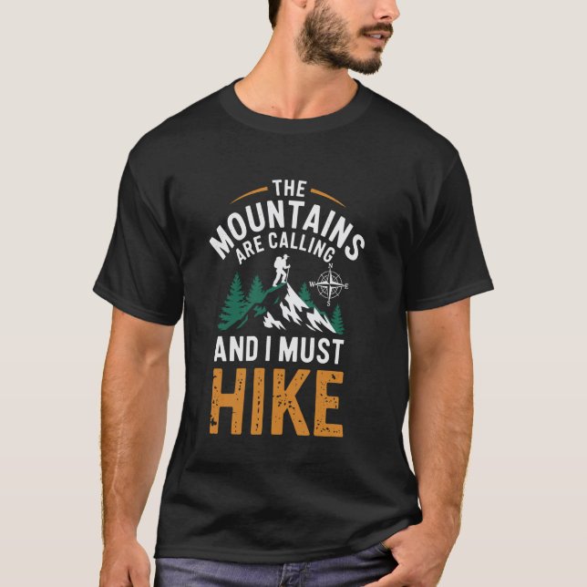 Camiseta As Montanhas Estão Chamando Caminhada Divertida (Frente)