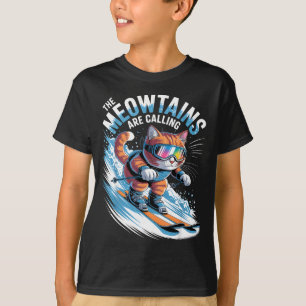 Camiseta As montanhas miau estão chamando esquiador de esqu