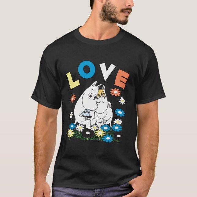 Camiseta As Moomins Adoram Snorkmaiden Fllowerbed (Frente)
