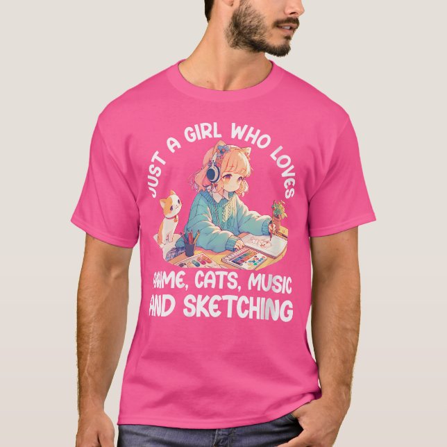 Camiseta As Mulheres Apenas Uma Menina Que Ama Anime Gata M (Frente)