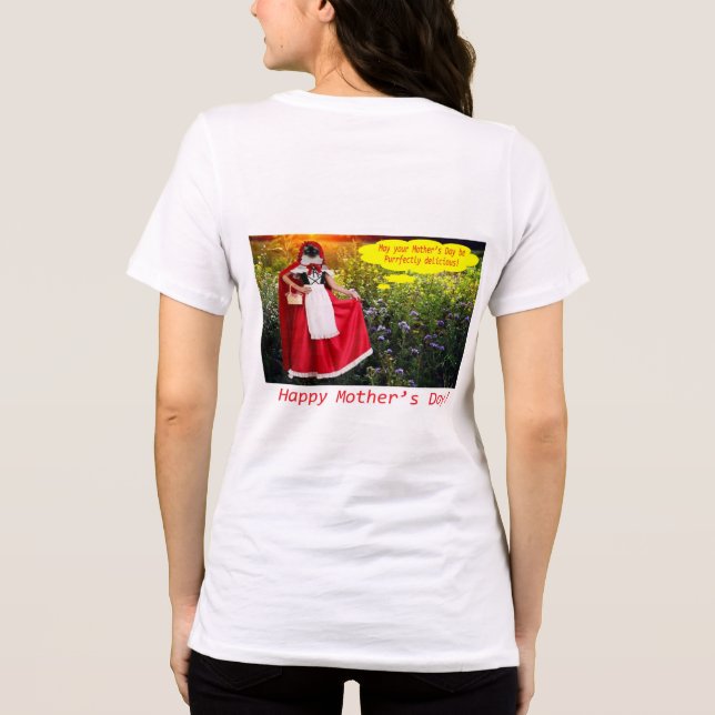 Camiseta as mulheres bella tee. Feliz Dia de as mães. (Verso)