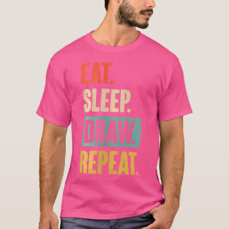 Camiseta As Mulheres Comem Desenhar De Sono Repetir Tinta E