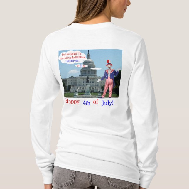 Camiseta As mulheres compram a tee. Feliz 4º rato/unclesam (Verso)