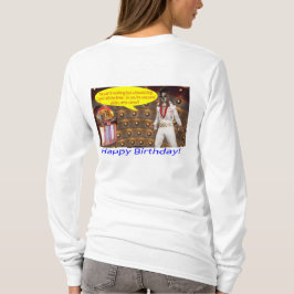 Camiseta As mulheres compram a tee. Feliz aniversário. elvi
