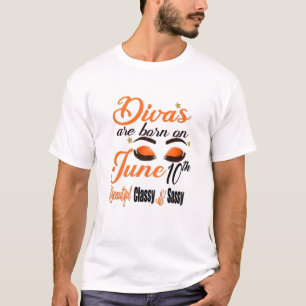 Camiseta As Mulheres Divas São Nasceres Em 10 De Junho